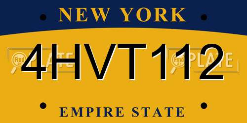 4HVT112 New York License Plate