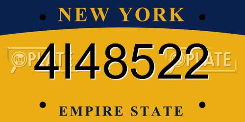 4I48522 New York License Plate