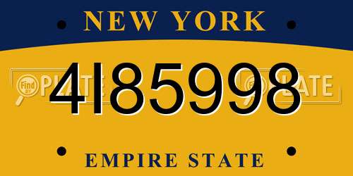 4I85998 New York License Plate
