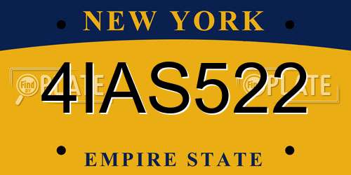 4IAS522 New York License Plate