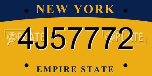 4J57772 New York License Plate