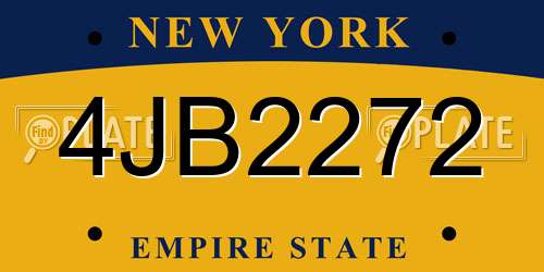 4JB2272 New York License Plate