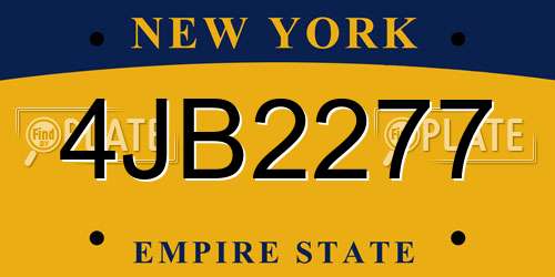 4JB2277 New York License Plate