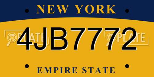 4JB7772 New York License Plate