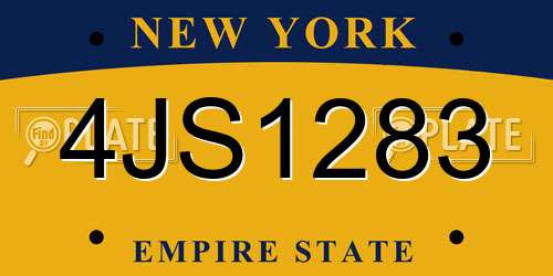4JS1283 New York License Plate