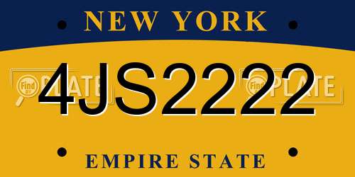4JS2222 New York License Plate