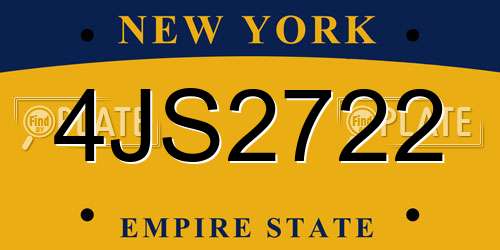4JS2722 New York License Plate