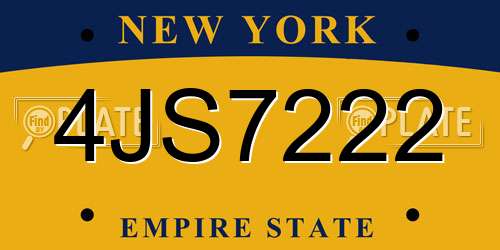 4JS7222 New York License Plate