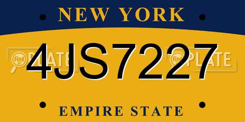 4JS7227 New York License Plate