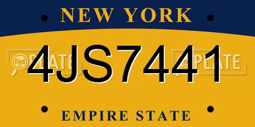 4JS7441 New York License Plate