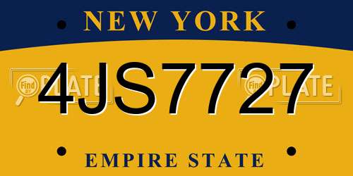 4JS7727 New York License Plate