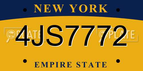 4JS7772 New York License Plate