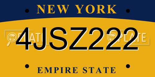 4JSZ222 New York License Plate