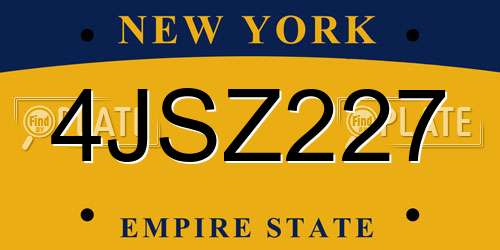 4JSZ227 New York License Plate