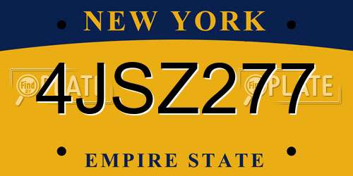 4JSZ277 New York License Plate