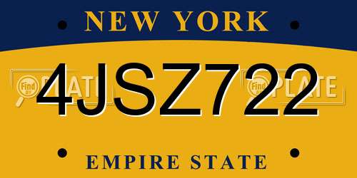 4JSZ722 New York License Plate