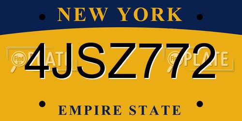 4JSZ772 New York License Plate