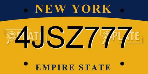 4JSZ777 New York License Plate