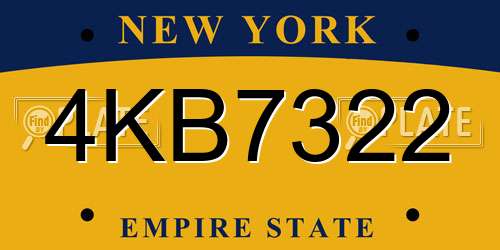 4KB7322 New York License Plate