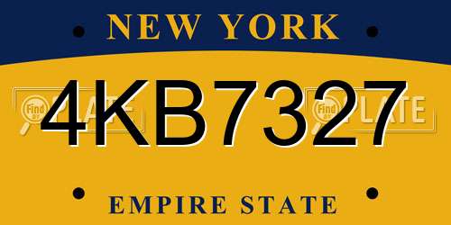 4KB7327 New York License Plate