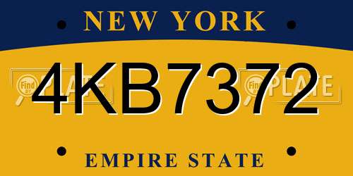 4KB7372 New York License Plate