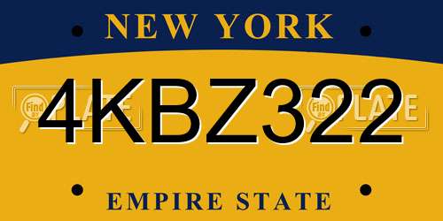 4KBZ322 New York License Plate