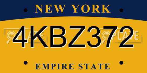 4KBZ372 New York License Plate