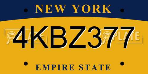 4KBZ377 New York License Plate