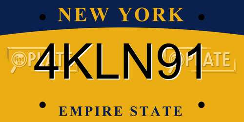 4KLN91 New York License Plate