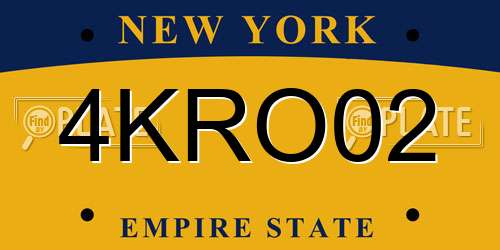 4KRO02 New York License Plate