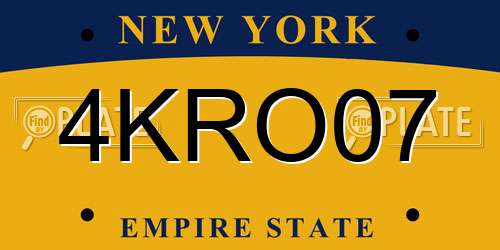 4KRO07 New York License Plate