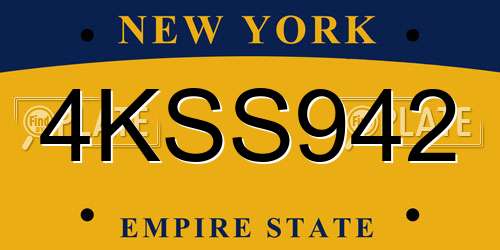 4KSS942 New York License Plate