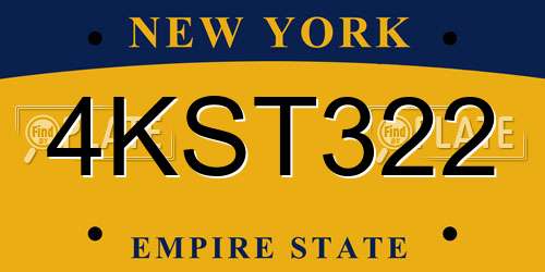 4KST322 New York License Plate