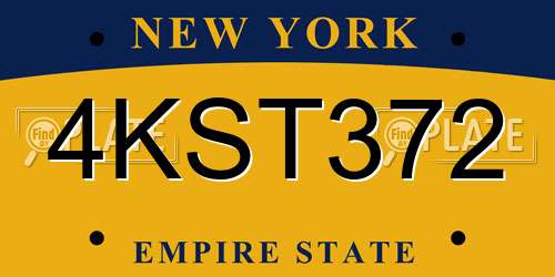 4KST372 New York License Plate