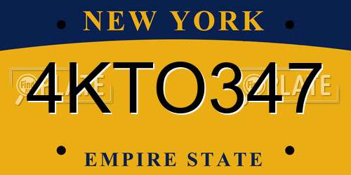 4KTO347 New York License Plate