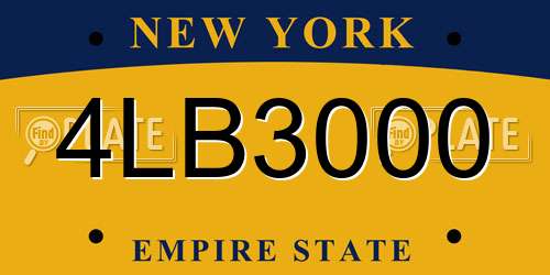 4LB3000 New York License Plate
