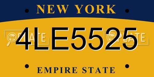 4LE5525 New York License Plate