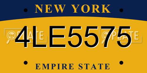 4LE5575 New York License Plate
