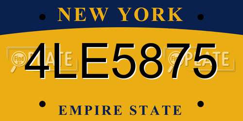4LE5875 New York License Plate