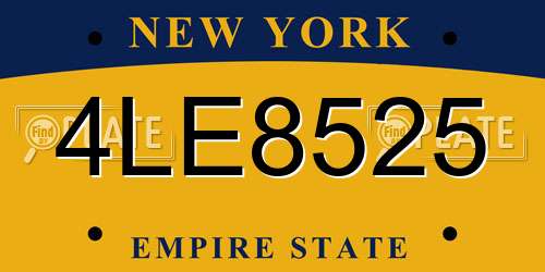4LE8525 New York License Plate