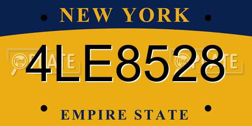4LE8528 New York License Plate