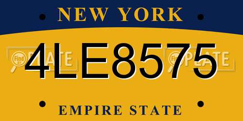 4LE8575 New York License Plate
