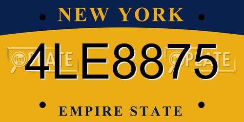 4LE8875 New York License Plate