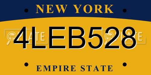 4LEB528 New York License Plate