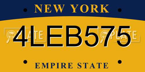 4LEB575 New York License Plate