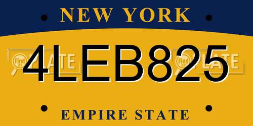 4LEB825 New York License Plate