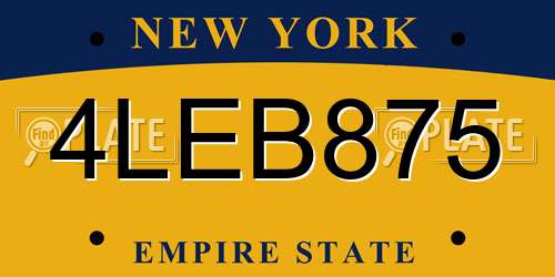 4LEB875 New York License Plate