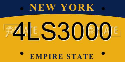 4LS3000 New York License Plate