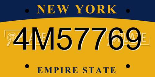 4M57769 New York License Plate