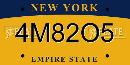 4M82O5 New York License Plate